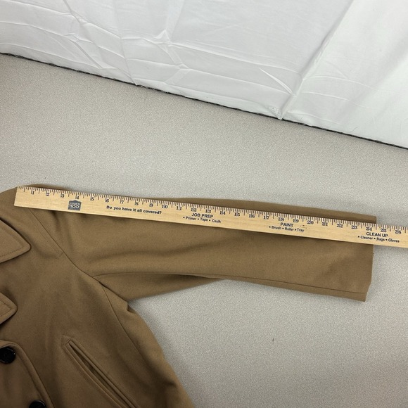 J. CREW Double Breasted Wool Blend Pea Coat Camel Jacket Women's Size Large Y2K - Picture 11 of 13